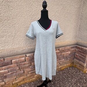 NWT Tommy Hilfiger Gray V-Neck T-Shirt Dress Short Sleeve Casual Sz Large